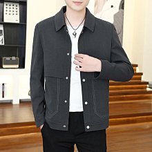 男士新款外套 冬季外套男 春秋季潮流翻領夾克外套男2024新款韓版休閑時尚運動青年上衣褂子 歷史價格詳細信息