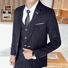 西裝男 條紋西裝外套 西服套裝男士三件套商務宴會休閒小西裝外套韓版修身正裝結婚禮服 男士衣著  　　  全臺最-潮男服飾 歷史價格詳細信息
