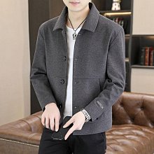 男士新款外套 冬季外套男 秋冬季夾克男士外套翻領休閑韓版商務拼色短款毛呢大衣高級感呢子 歷史價格詳細信息