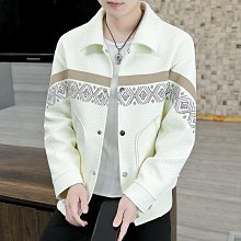 男士新款外套 冬季外套男 春秋季潮流翻領夾克外套男2024新款韓版休閑時尚運動青年上衣褂子 歷史價格詳細信息
