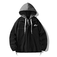 假兩件連帽夾克男春秋季裝大碼日系oversize潮流牌休閑沖鋒衣外套 歷史價格詳細信息