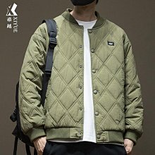 菱形格棒球服棉服女男短版ins港風韓版寬鬆冬季羽絨鋪棉外套-羊城故事 歷史價格詳細信息