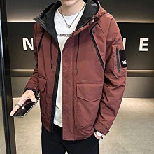 春季新款潮流男士防風外套 韓版時尚拉鍊口袋裝飾連帽外套 學院風寬鬆休閒夾克 百搭大尺碼外套 薄外套 短版風衣-潮男服飾 歷史價格詳細信息
