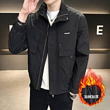 夾克冬天外套男秋冬季青年潮流百搭刷毛加厚風衣素色休閒保暖棉襖-时尚男装 歷史價格詳細信息