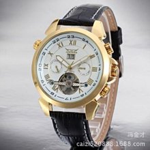 JARAGAR 原廠正品 歐美名牌范 創意方形拚色錶盤設計 日期星期 夜光 全自動機械錶 時尚商務型男百搭鋼帶男錶 歷史價格詳細信息