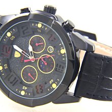 (六四三精品)大圓型黑鋼槍殼三眼六針超多功能.年.月.星期.日期.24小時功能自動上鍊機械錶! 歷史價格詳細信息