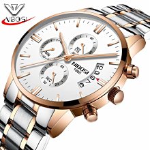 【潮鞋基地】NIBOSI尼伯斯爆款防水夜光手錶三眼六針石英腕錶日曆網帶休閒男錶2368 歷史價格詳細信息