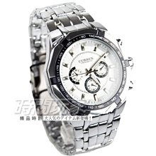 CURREN 仿三眼雅痞格調時尚男錶 高質感 皮革錶帶 防水手錶 石英錶 黑紅 CU8250紅黑【時間玩家】 歷史價格詳細信息