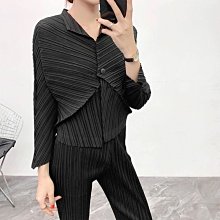 美糖樂#(預購)BP-615三宅風摺皺褶衣假兩件排扣繫帶綁帶風衣外套/3色 歷史價格詳細信息
