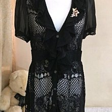 設計師品牌Laicarfore 萊卡佛黑色抓褶絲紗短版短袖外套 M號 歷史價格詳細信息