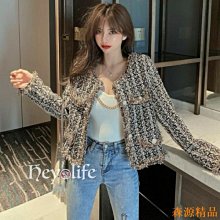 小香風粗花呢外套 春秋新款女復古法式短版上衣 氣質休閒外套~~微微服飾 歷史價格詳細信息