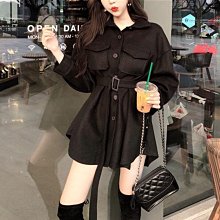 正韓洋裝  韓版時尚氣質外套 翻領西裝外套女中長款 綁帶小香外套 復古職場穿搭外套時髦 歷史價格詳細信息