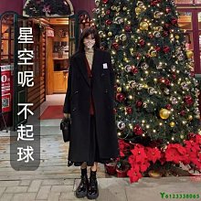 赫本風黑色呢子大衣女裝秋冬2023年韓版小個子加厚中長款毛呢外套_佳美優品 歷史價格詳細信息