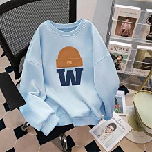 美式 湖藍色 顯白 顯瘦 圓領長袖 衛衣女 季   慵懶風 字母印花-餘登米女裝 歷史價格詳細信息