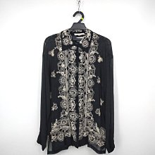 210319品牌LE GALA白色線條花朵圖樣黑色半透明罩衫M 價格比較,價格查詢,歷史價格詳細信息