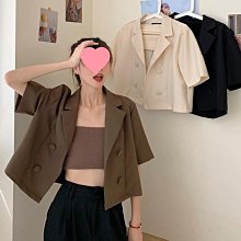 夏天薄款雙排扣短袖西裝男套裝無袖休閒韓版緊身帥氣學生小西裝潮（滿599元免運） 歷史價格詳細信息