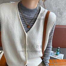 針織馬甲背心女2023秋裝新款黑白條紋POLO領疊穿坎肩外穿毛衣馬夾【沐雨家居】 歷史價格詳細信息