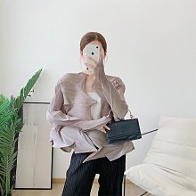 美糖樂#(預購)BP-615三宅風摺皺褶衣假兩件排扣繫帶綁帶風衣外套/3色 歷史價格詳細信息
