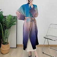 美糖樂#(預購)BP-615三宅風摺皺褶衣假兩件排扣繫帶綁帶風衣外套/3色 歷史價格詳細信息