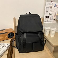 純色簡約防水雙肩包男女韓版休閒背包大中學生書包男黑色雙肩背包 歷史價格詳細信息