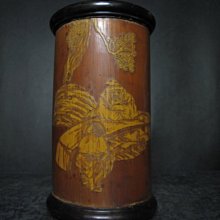 老竹雕◎ 留青薄雕 水鳥荷葉蓮花 筆筒 【 紅仁 款 】 歷史價格詳細信息