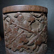 老竹雕◎ 留青薄雕 水鳥荷葉蓮花 筆筒 【 紅仁 款 】 歷史價格詳細信息