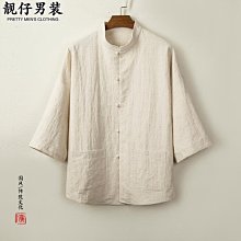 夏季薄款中老年亞麻襯衫男士寬松加肥加大棉麻上衣爸爸裝長袖襯衣-靚仔男裝 歷史價格詳細信息