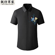 『新品』國風 男裝短袖襯衫 2024夏季新款 大尺碼棉麻 男士休閒短袖 中式襯衫 印花盤扣唐裝 漢服男~喜喜好物~ 歷史價格詳細信息