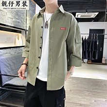 短袖襯衫2023大碼潮肌理感韓系薄款夏季短袖襯衣男冷淡風休閑襯衣-靚仔男裝 歷史價格詳細信息