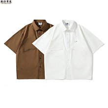 陸吾2023夏款拼色豎條紋口袋裝飾翻領襯衫日系復古開衫半袖男-靚仔男裝 歷史價格詳細信息
