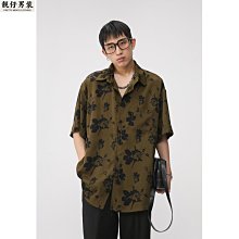 MTLCLOTHES男裝|2023夏款新品寬松港風復古戧駁領碎花短袖襯衣-靚仔男裝 歷史價格詳細信息