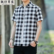夏季新款男士短袖襯衫格子百搭透氣免燙抗皺襯衣口袋中年寬松寸衫 歷史價格詳細信息