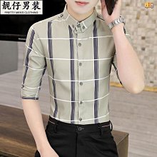 冰絲短袖格子襯衫男士夏季高端商務休閑襯衣中青年無痕免燙寸衫男-靚仔男裝 歷史價格詳細信息