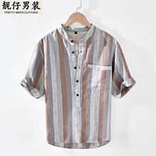 短袖 亞麻 襯衫 男 夏季 立領 拼色 棉麻料 上衣服 寬鬆 休閒 套頭 短袖 襯衫 歷史價格詳細信息