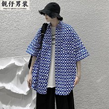 男士襯衫新款風格夏季短袖格子百搭襯衫休閒寬鬆韓版外套上衣潮流-22號穿搭 歷史價格詳細信息
