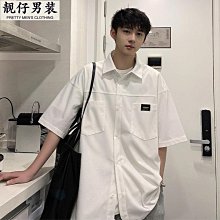 男士工裝美式復古山系襯衫軍綠色短袖寬松戶外法式襯衣多口袋男夏 歷史價格詳細信息