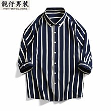 短袖襯衫 夏季薄款 條紋襯衫外套男 高品質 潮牌ins休閒衣服 短袖男 潮流男士短袖襯衫-潮男服飾 歷史價格詳細信息