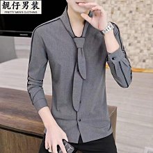 襯衫男秋季個性潮流男士夜店長袖韓版修身發型師帥氣白色襯衣 歷史價格詳細信息
