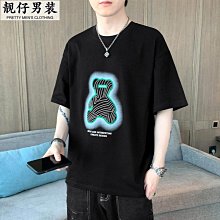 夏季新款男士休閑港風寬松半袖短袖男個性冰絲襯衫港風開衫翻領潮-靚仔男裝 歷史價格詳細信息
