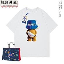 NASA聯名短袖t恤男士2022新款夏季情侶裝寬松衣服半袖潮純棉體T恤-靚仔男裝 歷史價格詳細信息