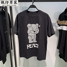 卡通小熊時尚純棉短袖t恤男女通用休閑寬松百搭半袖衣服夏季潮ji#男裝 歷史價格詳細信息