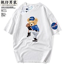 NASA聯名新款短袖男夏季純棉t恤寬松時尚大碼圓領青少年情侶學生 歷史價格詳細信息
