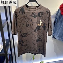 夏季潮流印花卡通狼男t恤時尚o領休閒短袖舒適嘻哈街頭超大t恤【滿299元發貨】 歷史價格詳細信息