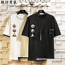 男假兩件短袖T恤 拼接T恤 五分袖 假兩件 韓版男裝 五分袖圓領假兩件短t 多層次穿搭T恤 印花T恤2130-MINTS名仕男裝 歷史價格詳細信息