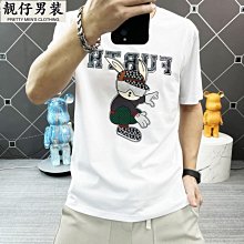 【男裝T恤】短袖t恤.歐洲站短袖t恤男大碼印花體恤絲光棉圓領 半截半袖修身男潮 歷史價格詳細信息