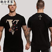 2023新款潮男歐貨短袖T恤燙鉆帽子男裝半袖圓領衫舒適透氣百搭帥 歷史價格詳細信息