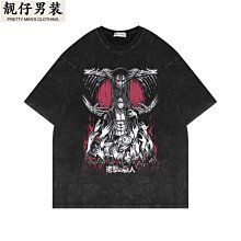 280克重磅水洗做舊復古短袖T恤死亡筆記動漫美式oversize高街棉T-靚仔男裝 歷史價格詳細信息
