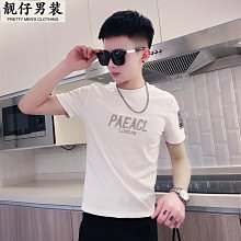 男士短袖t恤男潮流修身重工刺繡印花潮ins絲光棉體恤男款 歷史價格詳細信息