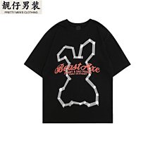 啟林服飾設計感潮牌oversize美式街頭小眾人物復古情侶ins短袖t恤-靚仔男裝 歷史價格詳細信息