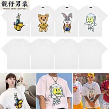 夏季卡通 半臉機械熊 印花純棉 男士T恤 超大運動短袖 超大加大碼T恤 圓領T恤 時尚T恤 男裝 歷史價格詳細信息